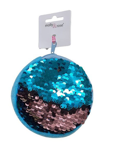 Picture of SEQUIN ROUND ZIP PURSE BLUE